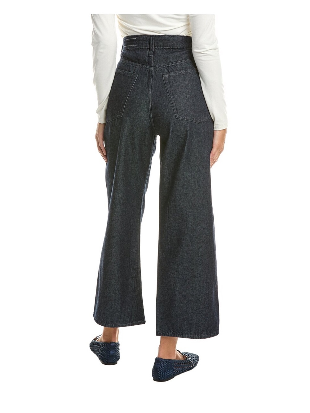 NWT rag & bone Wide-Leg High-Rise Crop Jeans in Dark Indigo - Picture 2 of 9